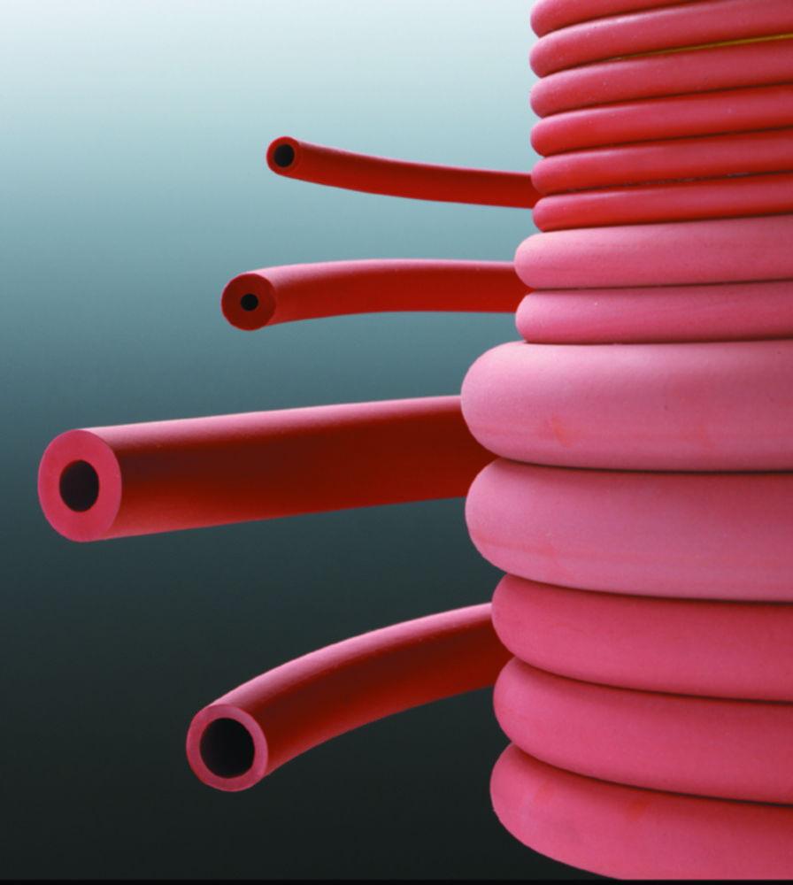 Deutsch & Neumann Natural Rubber Vacuum Tubing, 10.00 mm ID x 3.00 mm Wall, Hardness 45° Shore A, Red, Supplied per Meter (Max 25 Meters in One Piece)
