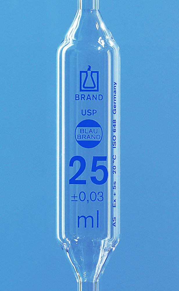 BRAND Bulb Pipette 20 mL 1 Mark USP BLAUBRAND Class Conform Cert Blue Grad AR-GLAS including USP Batch Certificate