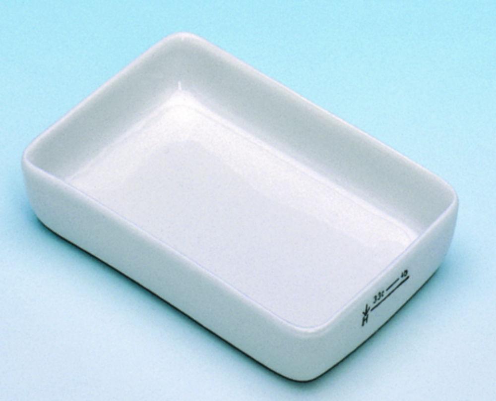 Haldenwanger Incinerating Dish, 95x55x15 mm, Porcelain, Rectangular, Glazed