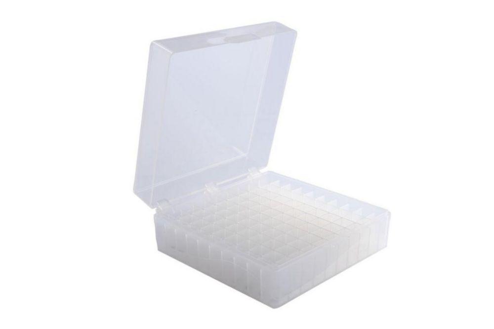 Heathrow Scientific 100-Well Hinged Storage Box, PP Natural for Microtubes and Cryogenic Vials