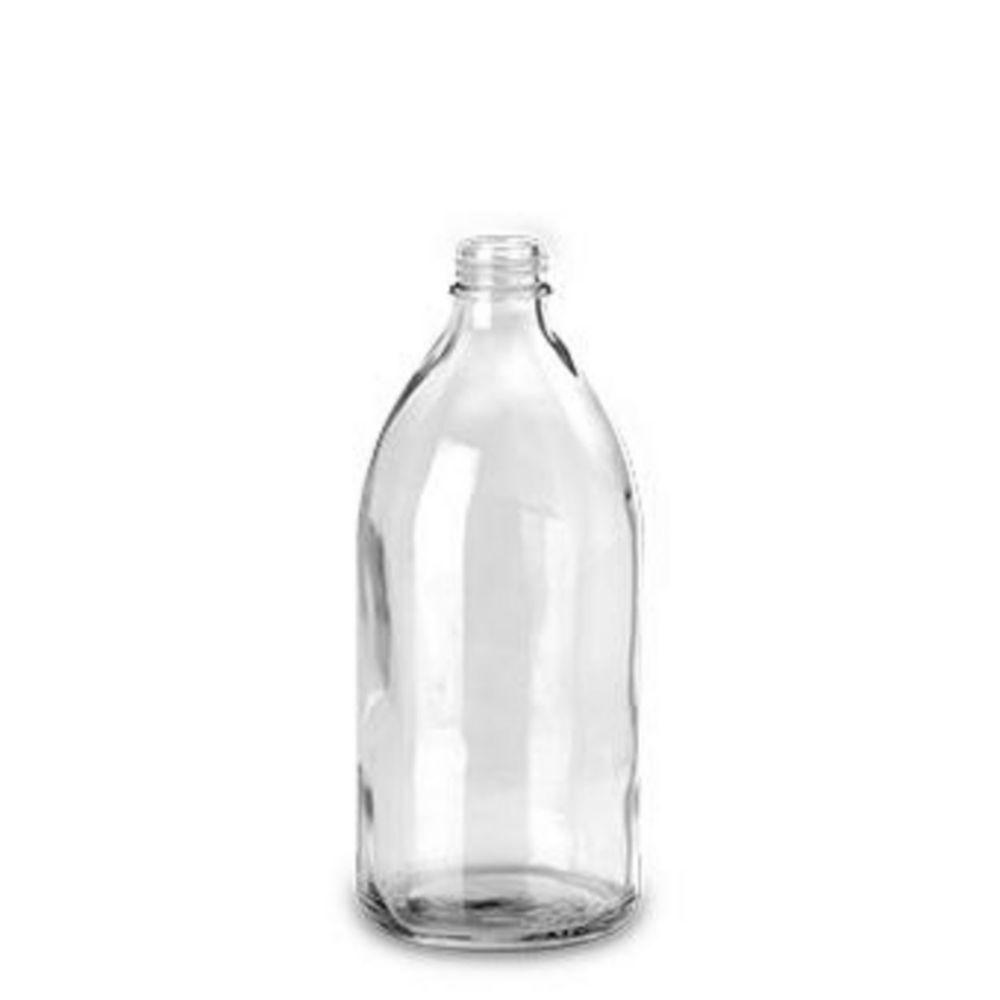 RIXIUS Narrow-Neck Clear Glass Bottle 500 mL, DIN 25, Without Cap 9072162 (Pack of 35)