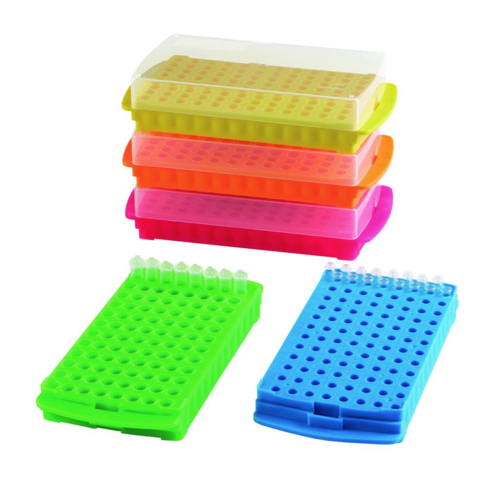 Heathrow Scientific 96-Well Reversible Rack, PP Pink, 96 Wells for 0.5 ml on One Side and 96 Wells for 1.5 to 2.0 ml on the Other Side