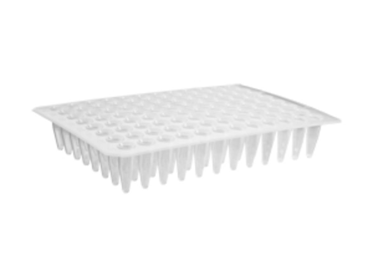 96 Well Pcr Plate, No Skirt, Flat Top, Pp, Clear, 25 Pcs/Unit