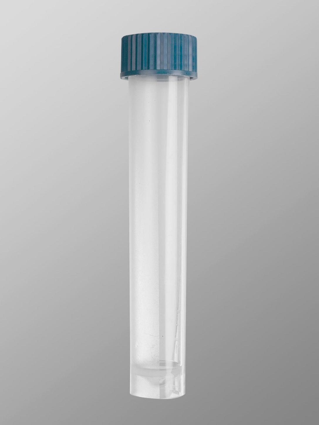 10ml Self Standing Screw Cap Transport Tube, Blue Cap, Clear, Sterile, 25 Pcs/Unit, 20 Units/Case