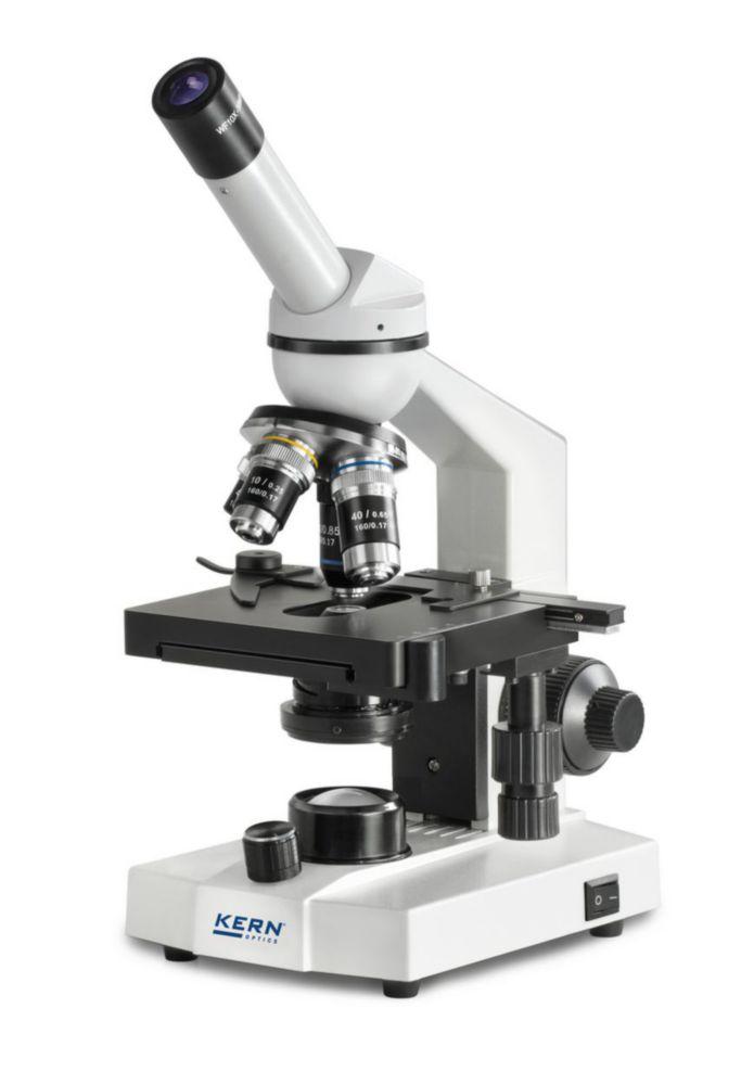 Kern Transmitted Light Microscope Monocular Achromat 4/10/40, WF10x18, 0.5W LED, Plug Type EU