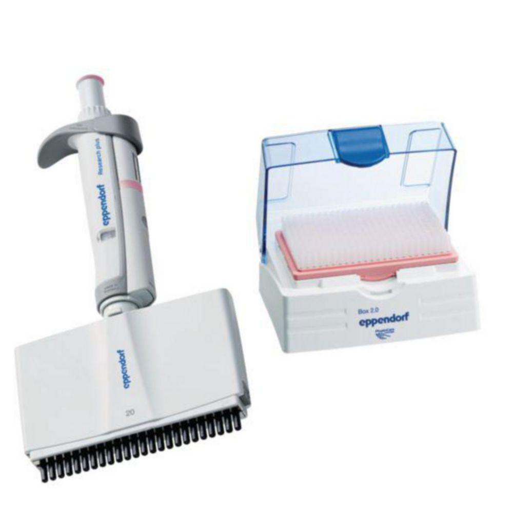 Eppendorf Research plus 24-Channel Variable Pipette, 1-20 µL, Light Pink, including epT.I.P.S. Box

