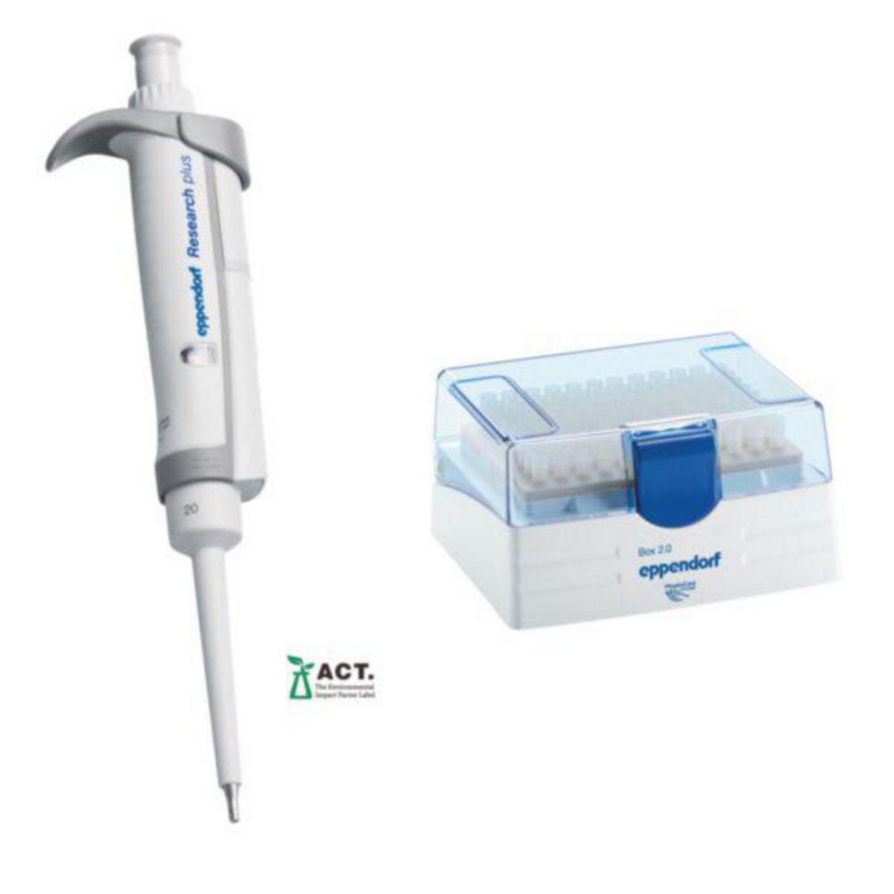 Eppendorf Research Plus G 1-Channel Pipette 2-20 µL, Light Grey, including EpT.I.P.S. Box