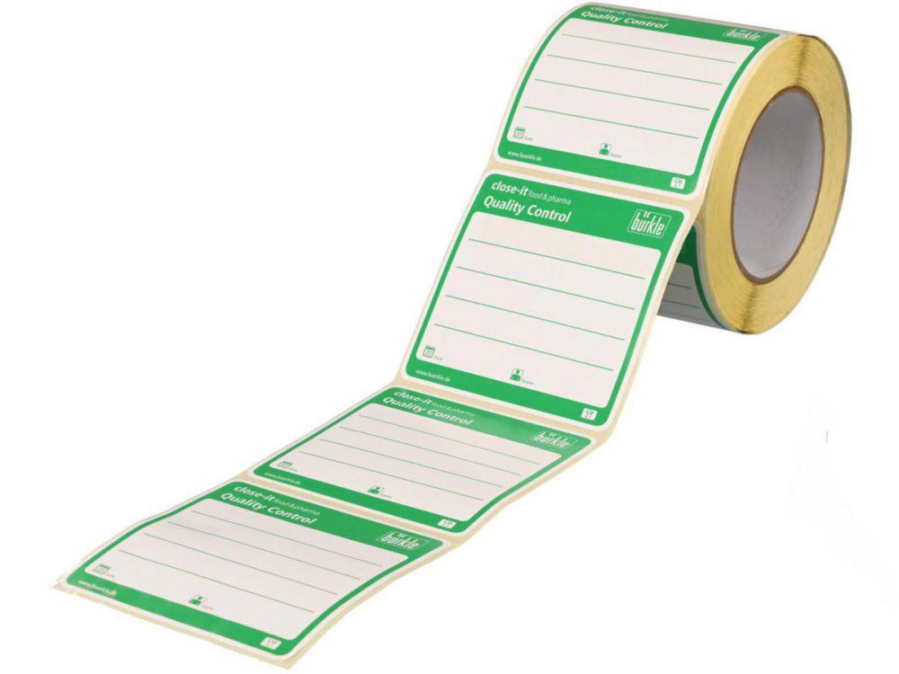 Bürkle Control Seals CLOSE-IT Food, Green Printed, 95×95 mm (Roll of 500 Pcs)