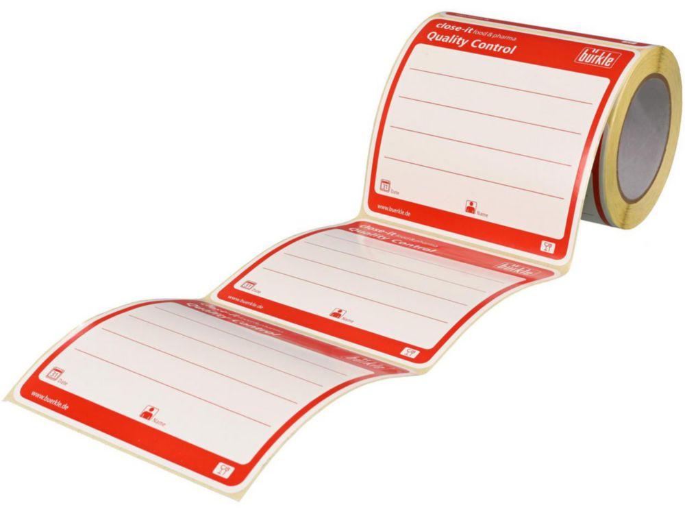 Bürkle Close-it Food & Pharma Maxi Control Seals, 150 mm x 150 mm, Red, Printed (Roll of 250)​