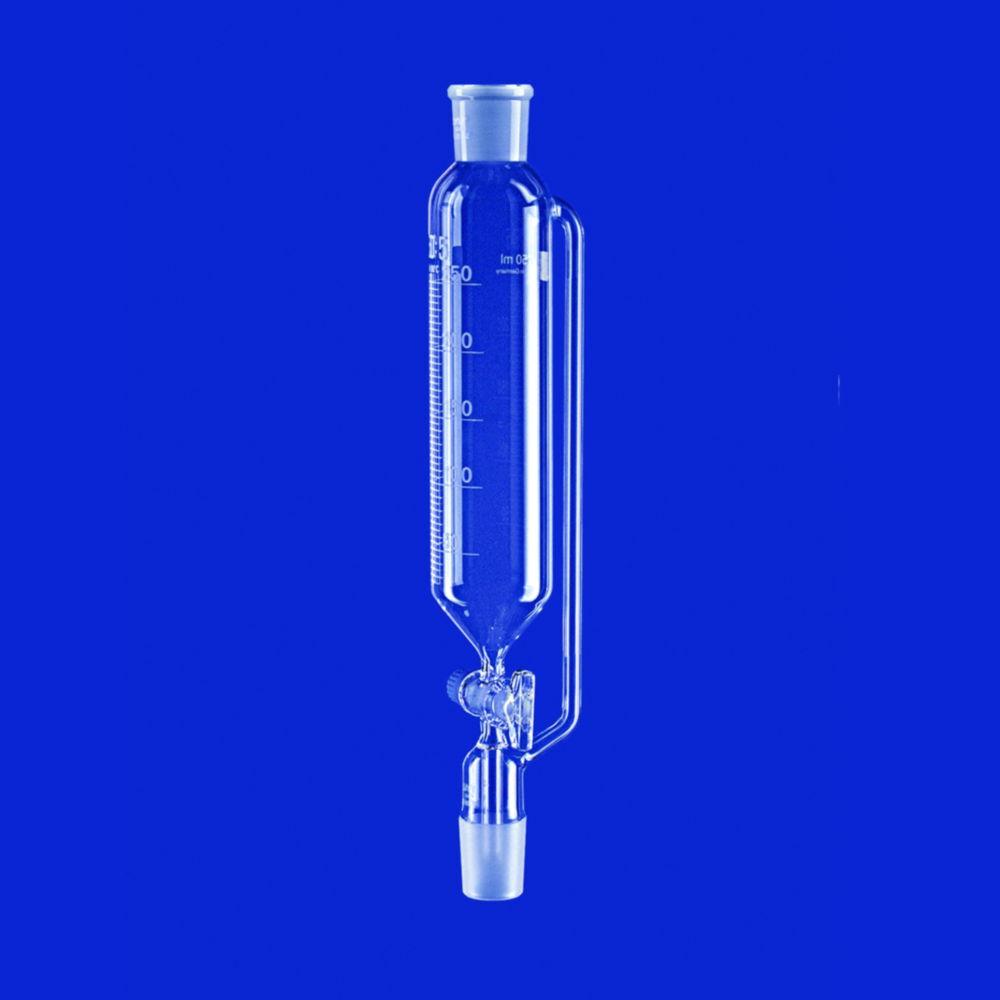 Lenz-Laborglas Dropping Funnel Cylindrical with Pressure Equalizing Tube, Cap, 1000 ml, Socket/Cone NS 29/32


