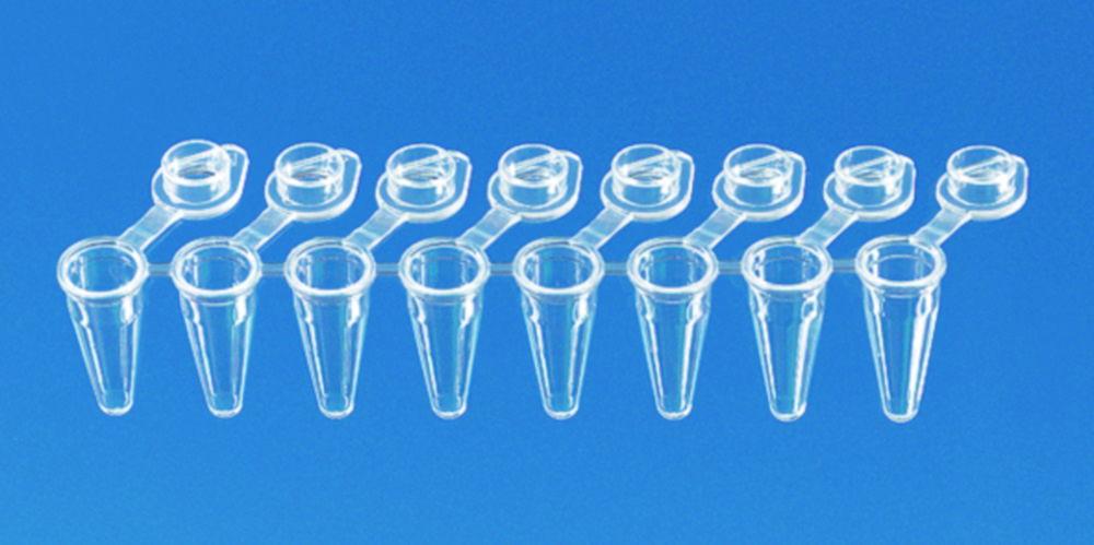 BRAND PCR Tubes 0.15 ml, PP 8-Strips, with Lid, Low Profile RT PCR, Pack of 120