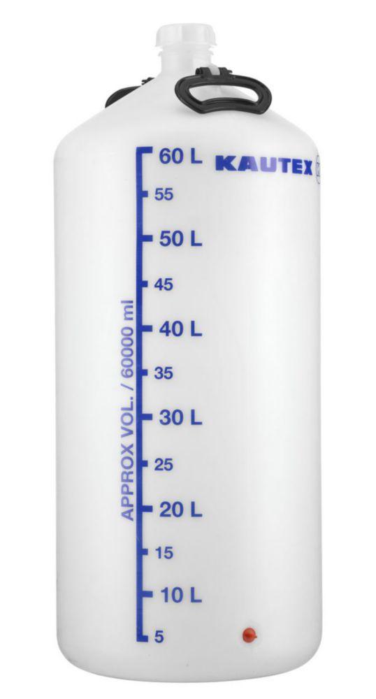 Kautex Textron HDPE Carboy with Handle and Base Thread, 60 Liters