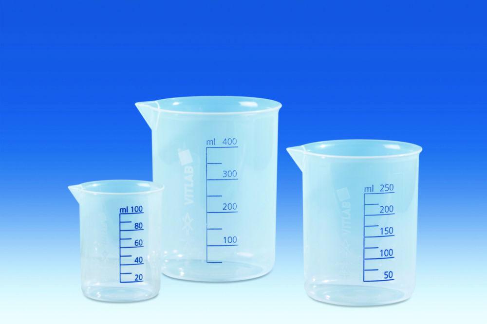 VITLAB Griffin Beaker 600 ml, PP Blue-Embossed Graduation, Translucent

