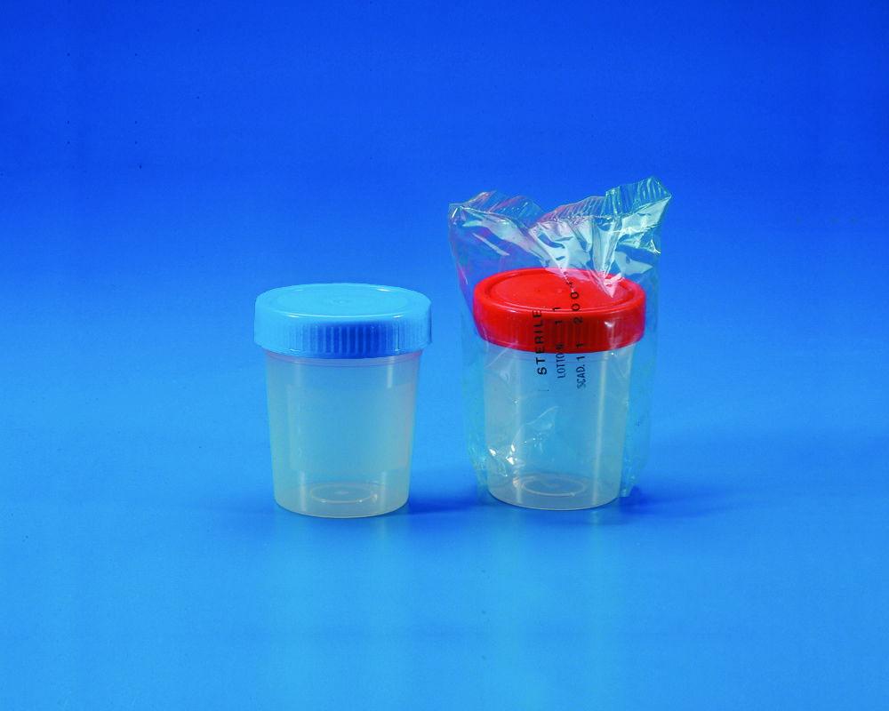 Kartell Urine Container 150 mL Red with Screw Cap and Label Sterile Pack of 250