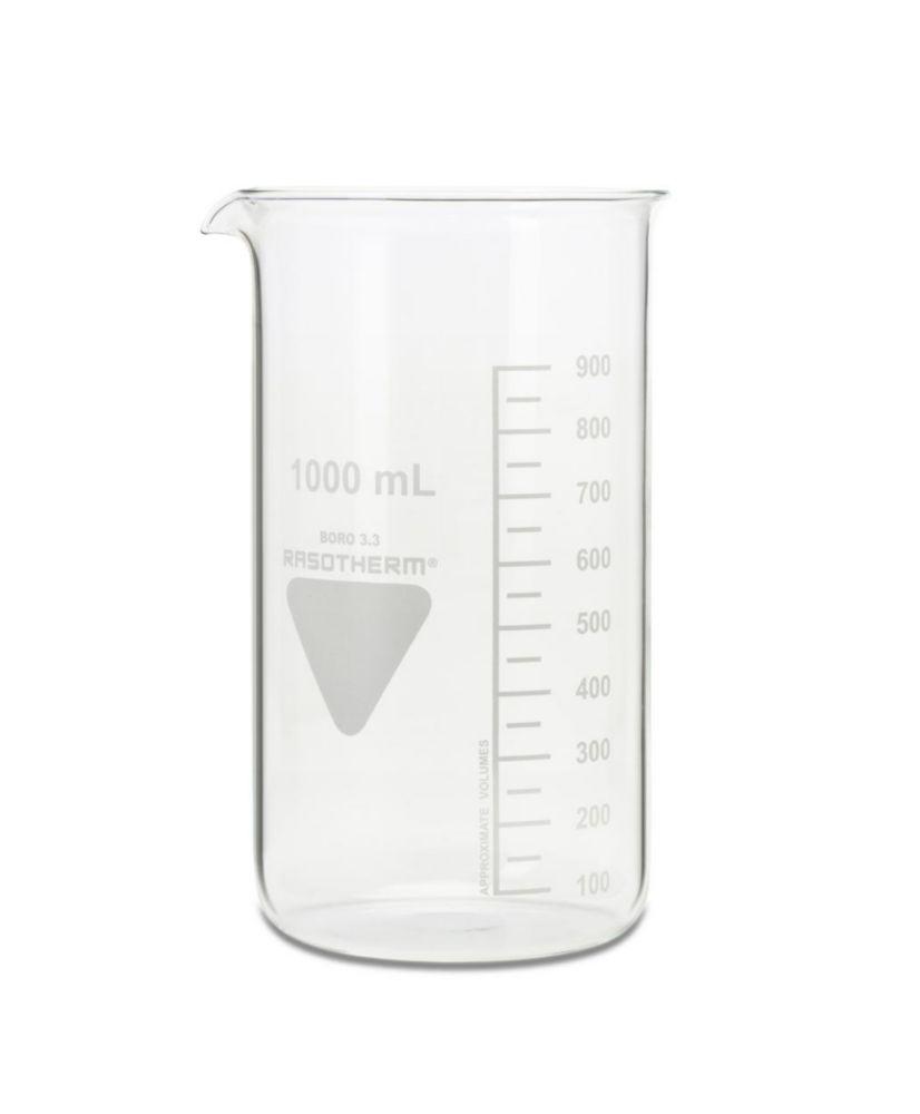 Scherf Beakers 1000 ml, High Form, Boro 3.3, With Division and Spout, Pack of 10