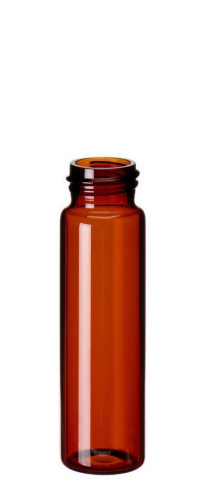 LLG Screw Neck Vials N 24, 40 mL, 27.5 mm O.D., 95 mm Height, Amber, Flat Bottom, Pack of 100