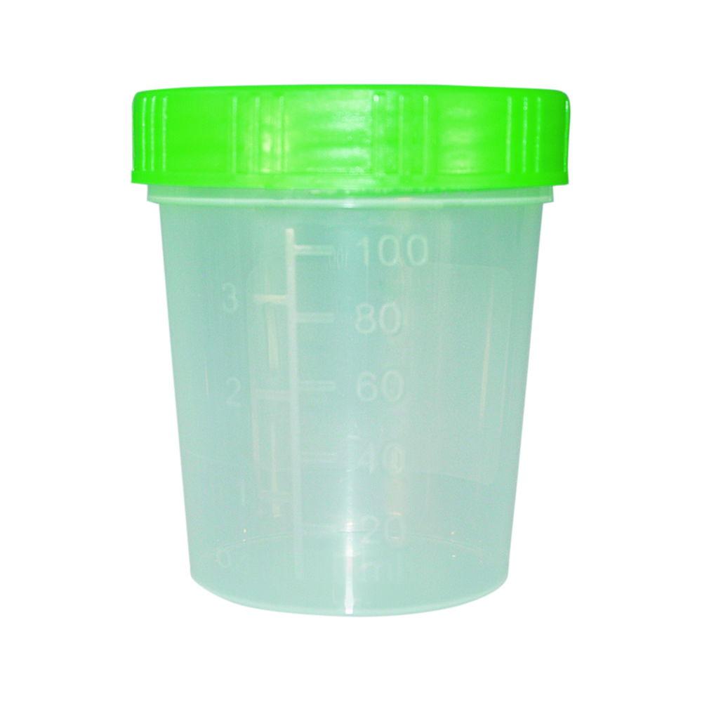Paul Boettger Urine Beaker 125 ml, PP with Screw Cap Green, HD-PE, Pack of 500