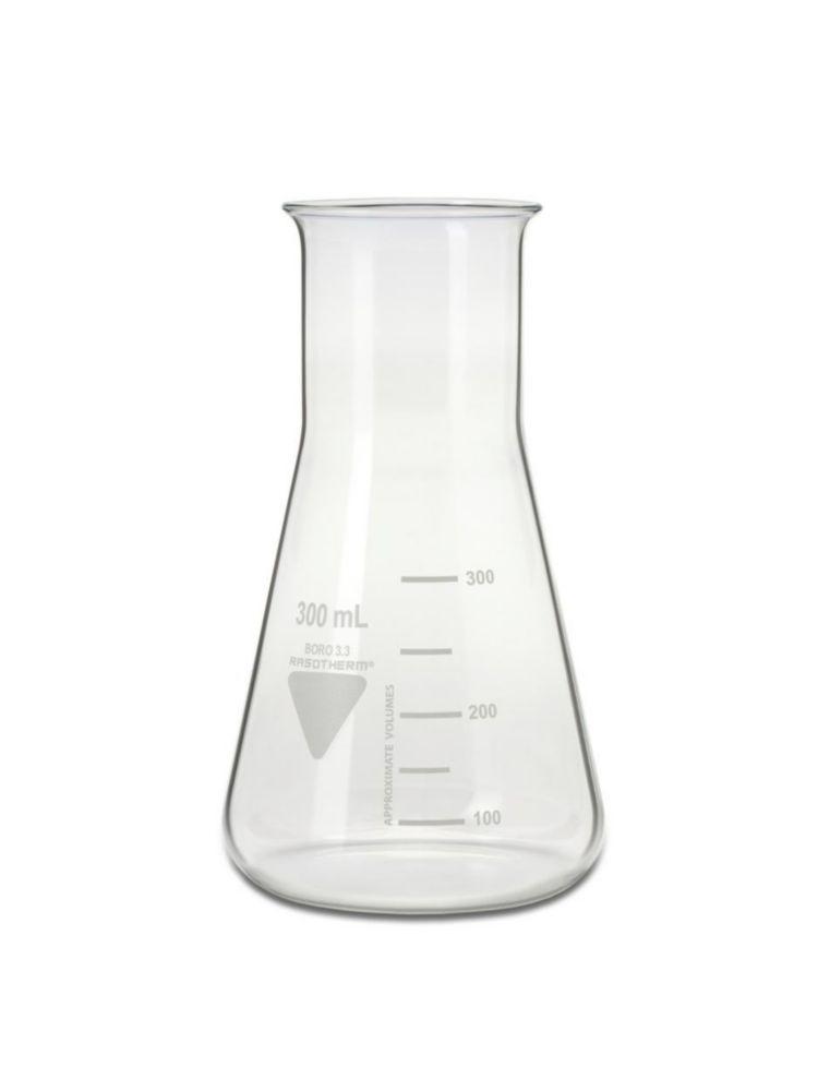 Scherf Präzision Erlenmeyer Flasks, 300 mL, Wide Neck, Borosilicate Glass 3.3 (Pack of 10)