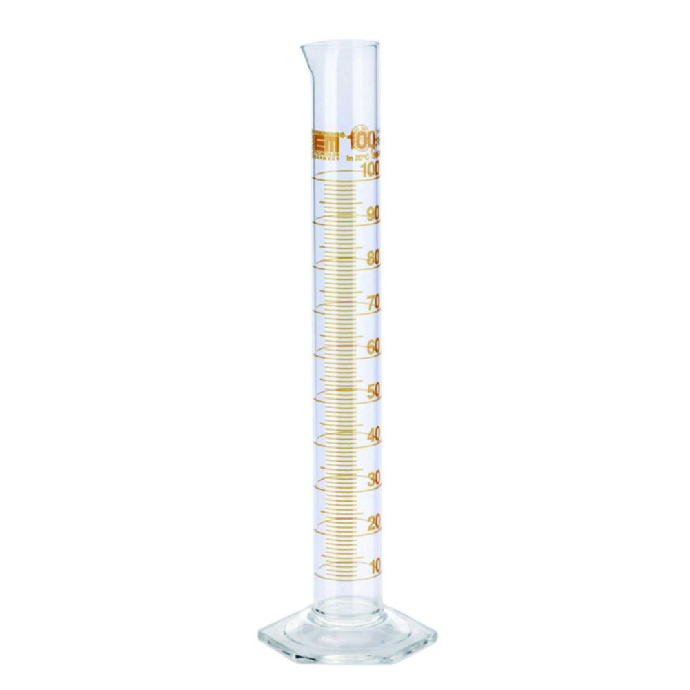 Hirschmann Laborgeräte 250 mL Measuring Cylinder, Class A, DURAN, Ring Graduation, Amber Graduated, Conformity Certified
