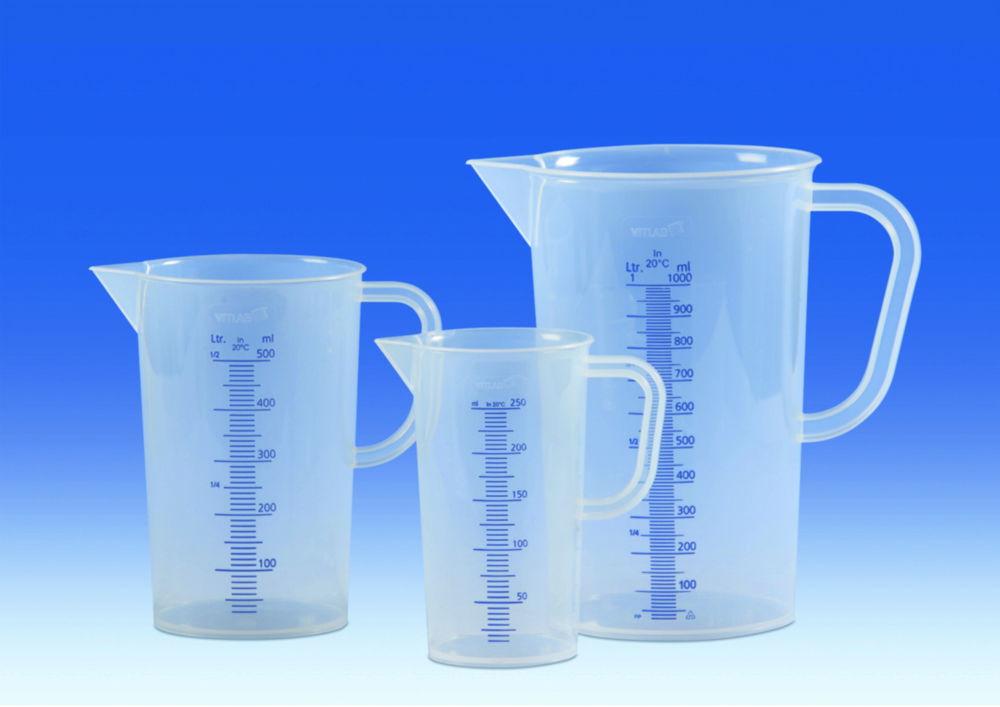 VITLAB Measuring Jug 2000 ml, PP, Blue Raised Scale