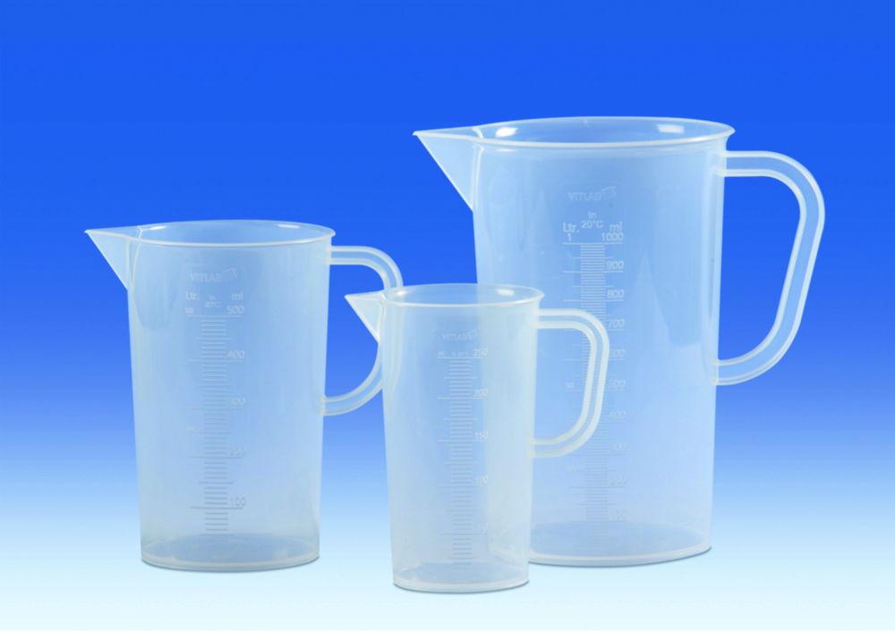 VITLAB Measuring Jugs 1000 mL PP Moulded Graduation, Pack of 6