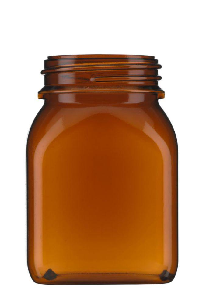 Kautex Square Wide Neck Container Hard PVC Amber Cap 500mL

