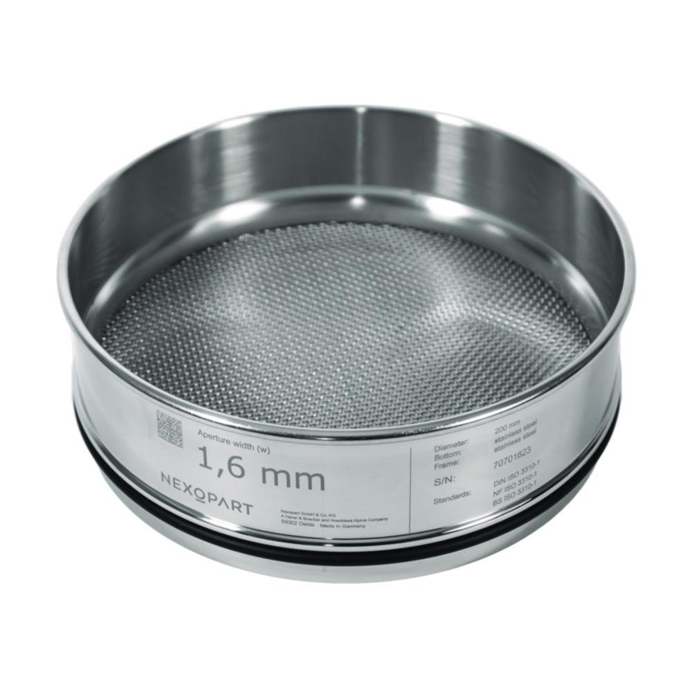 Test sieve 200 x 50 mm 1,25 mm Mw., with stainless steel frame according to DIN EN 10 204