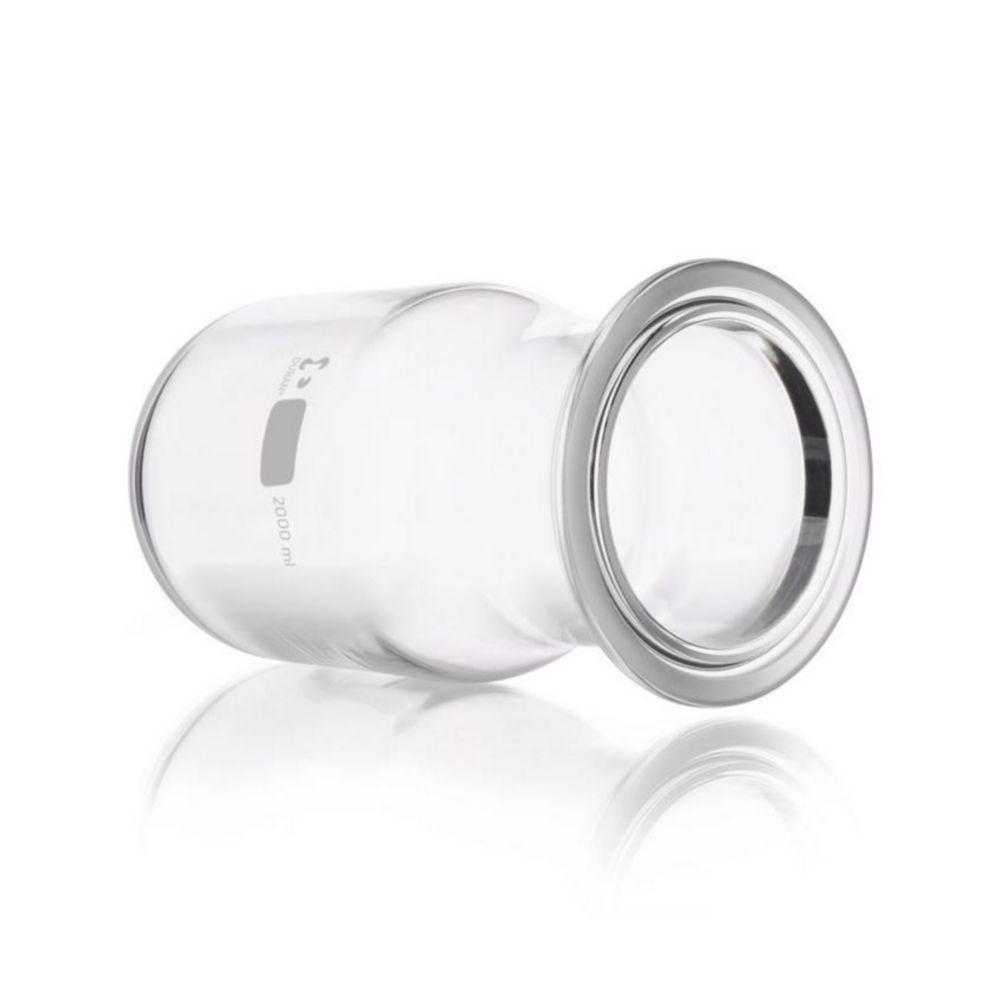 DWK Duran Flat Flange Reaction Vessel, Duran, DN 100, Without Lid, Cap. 2000 ml