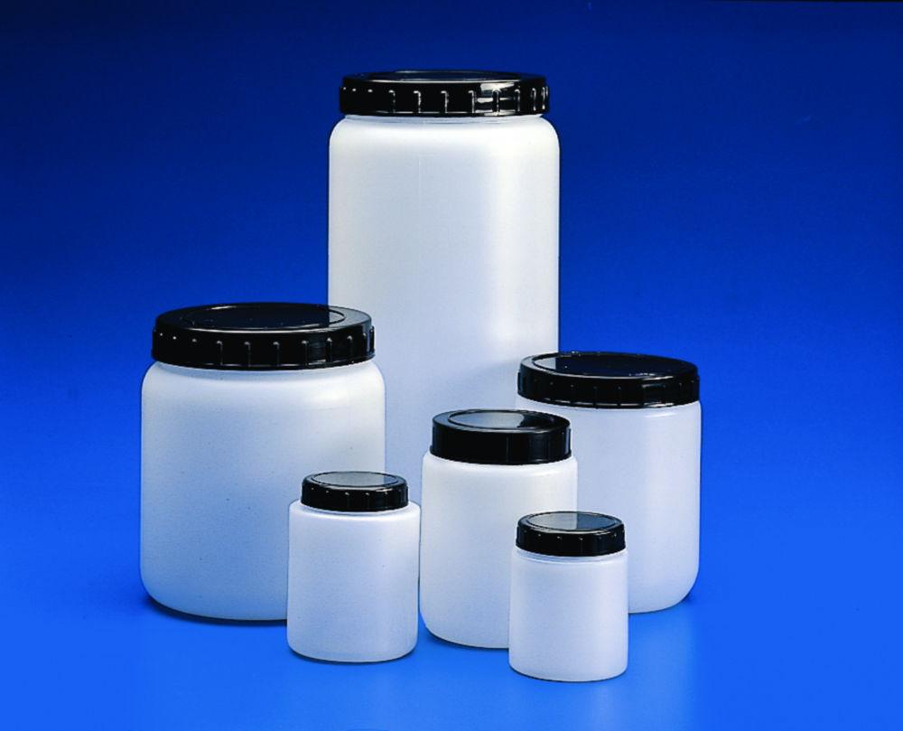 Kartell Cylindrical Jars 120 mL HDPE White with Black Screw Cap Ribbed Pack of 10