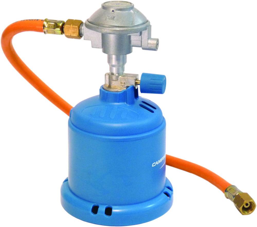Gas safety adapter 206 with integr.pressure reducer, stopcock, DVWG-tubing and stainless steel base