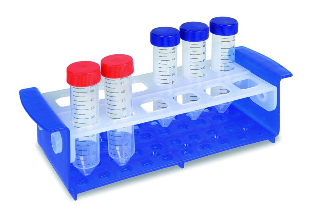 Heathrow Scientific Tube Rack OneRack Multi Blue/Transparent (30.9 x 10.7 x 7.7 cm / 12.2 x 4.2 x 3 inches) with 6 Inserts (2 Diameter, 20 x 13mm, 20 x 17mm, 6 x 30mm)