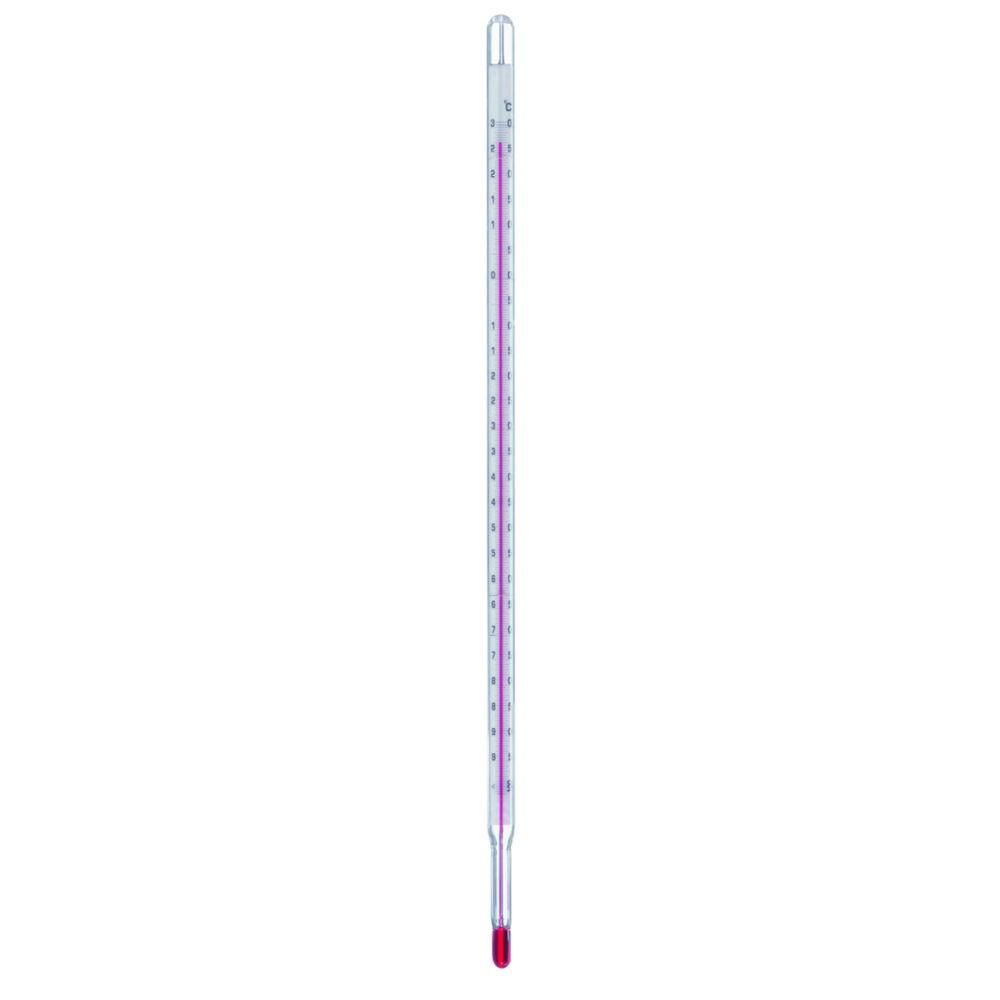 Precision laboratory thermometer -1...+101°C:0.1°C stemform, capillary: yellow backed, blue filling, L:610 mm