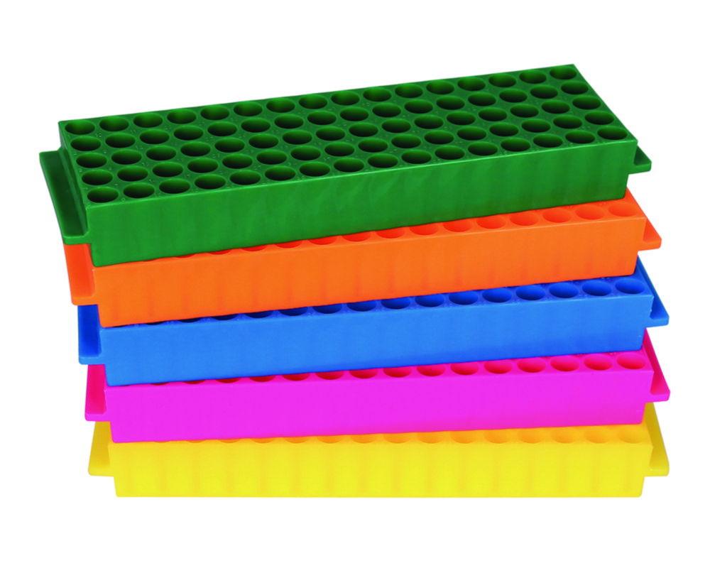 LLG 80-Well Microtube Racks Assorted Colours, PP, for 1.5/2.0 mL Tubes, Multi-Colour Pack, Pack of 5