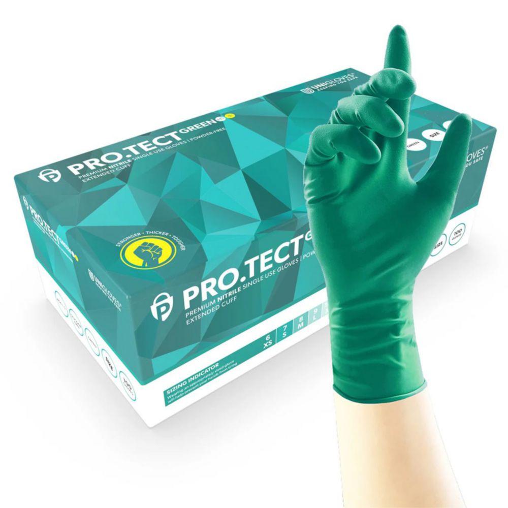 Nitrile Gloves PRO.TECT GREEN HD+, size M (7-8) green, 300 mm, pack of 100