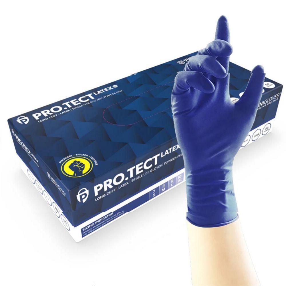 Latex glove PRO.TECT Latex HD size M 7-8 dark blue, robust, powder-free pack of 50