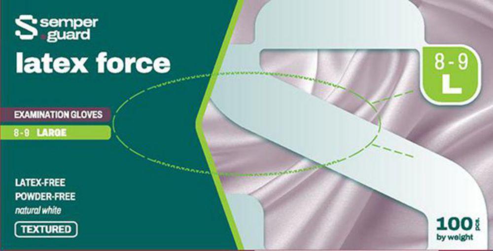 Disposable Gloves size L (8.5) Semperguard® Latex force, Latex, powder-free, pack of 100