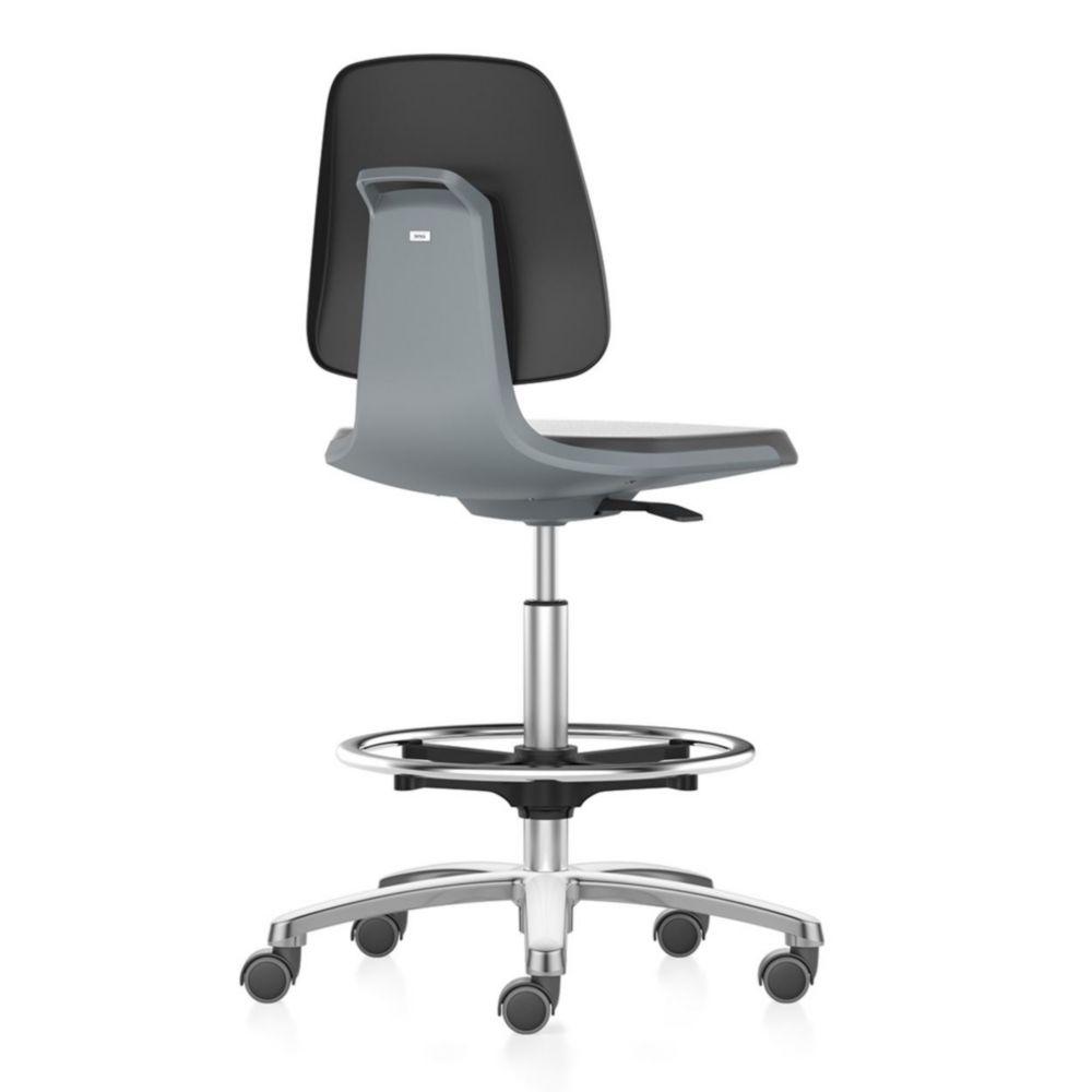 ESD Labsit 4 Lab Chair with seat-stop castors and foot ring, synthetic leather black # 9125E-MG01