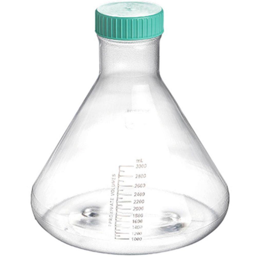 Erlenmeyer Flask 2000ml, PC non-treated, plug seal, DNAse/RNAse, non-pyrogenic, sterile, pack of 6x1