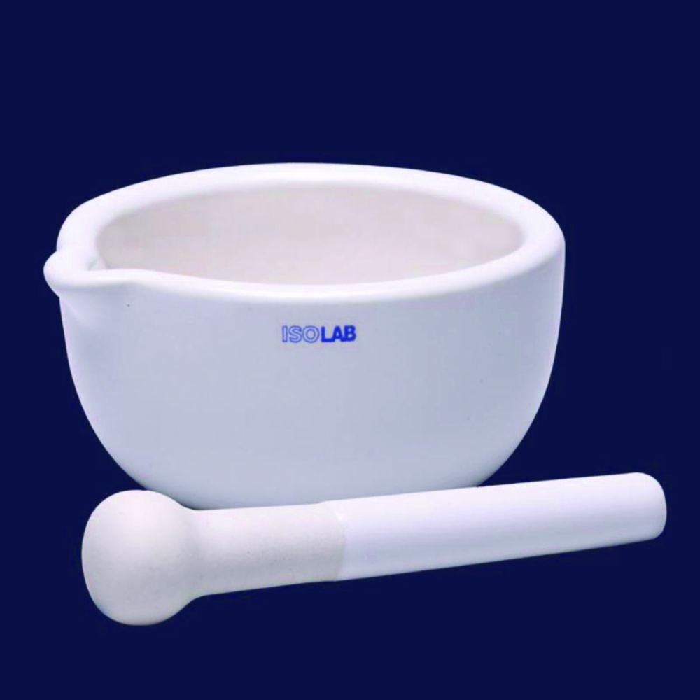 Porcellaine mortar 80x207 mm Ø without pestle, 1000 ml, outer glaced, white, with spout, DIN 12906