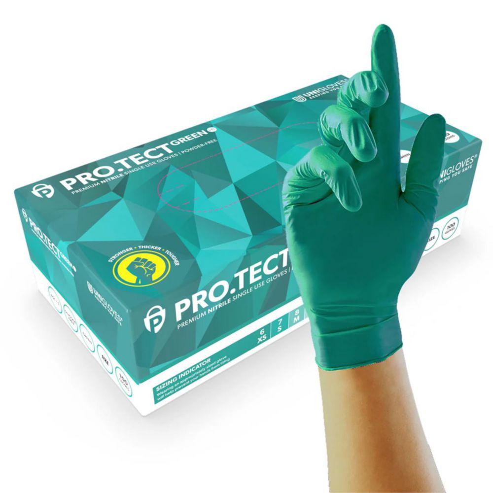 Nitrile Gloves PRO.TECT GREEN HD, size XS (5-6) green, pack of 100