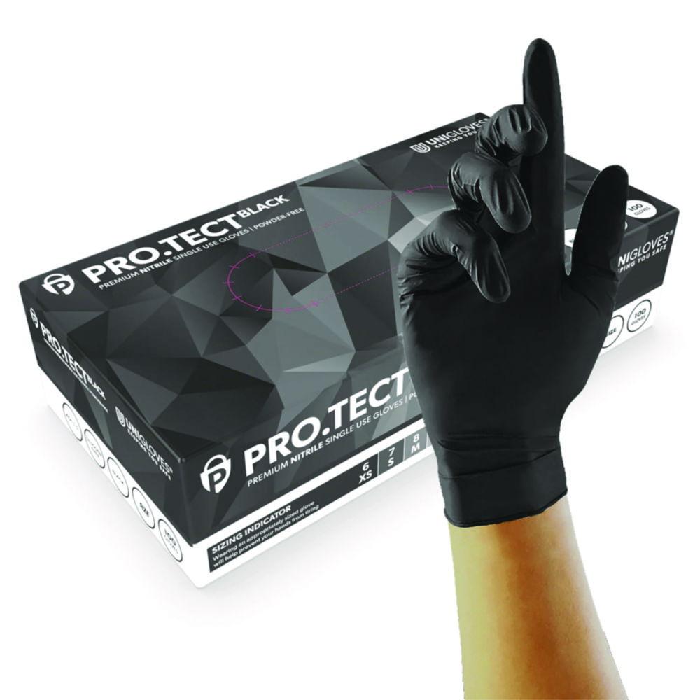 Nitrile Gloves PRO.TECT BLACK HD, size S (6-7) black, pack of 100