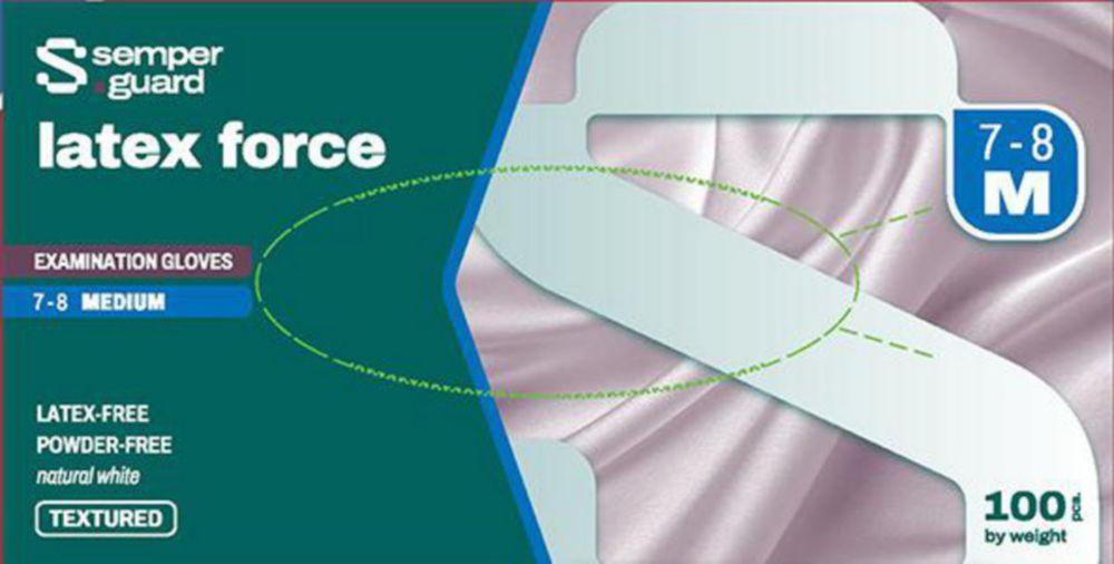 Disposable Gloves size M (7.5) Semperguard® Latex force, Latex, powder-free, pack of 100