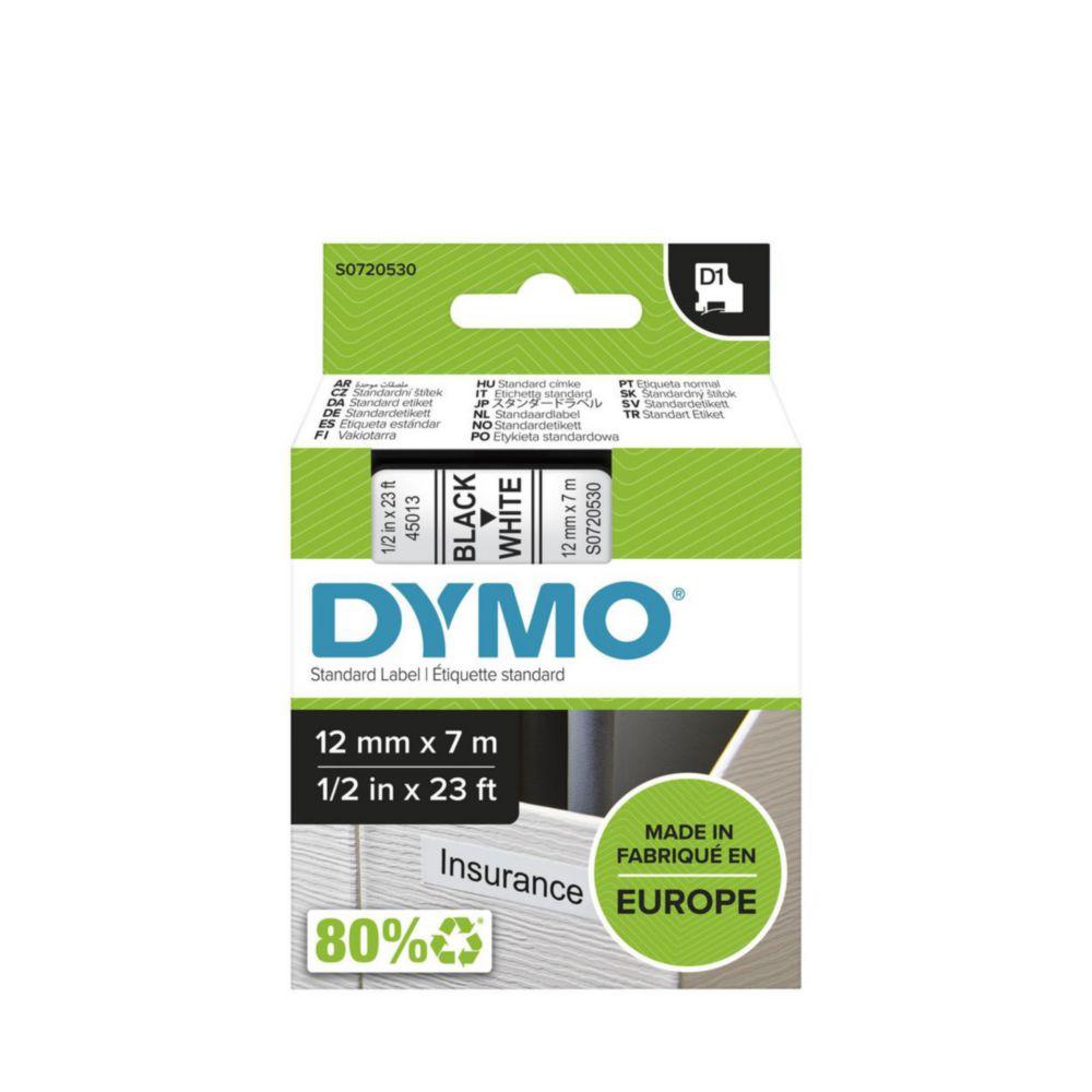 Dymo D1 Standard Labelling Tape 12mm x 7m - Black on White​