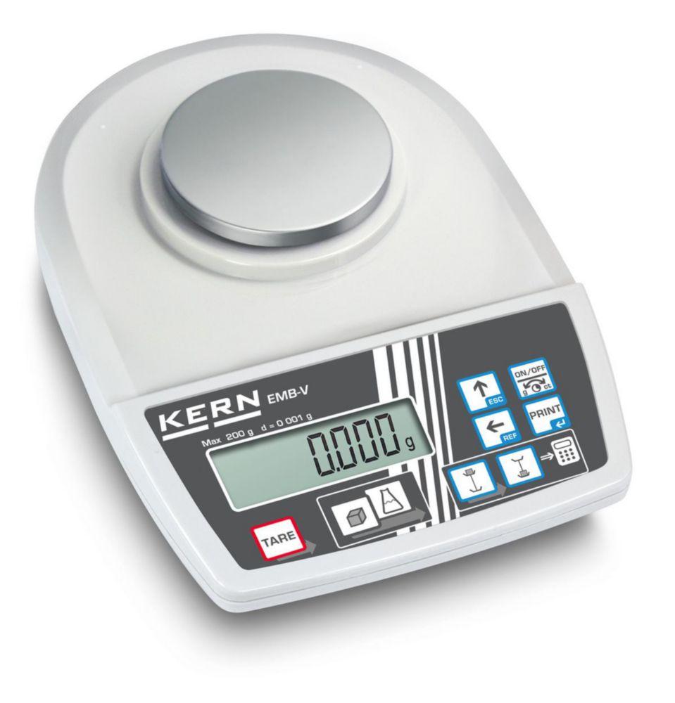 Kern Compact Balance EMB, 200-3V 200 g / 0.0001 g, Weighing Plate 82 mm Ø with Density Determination