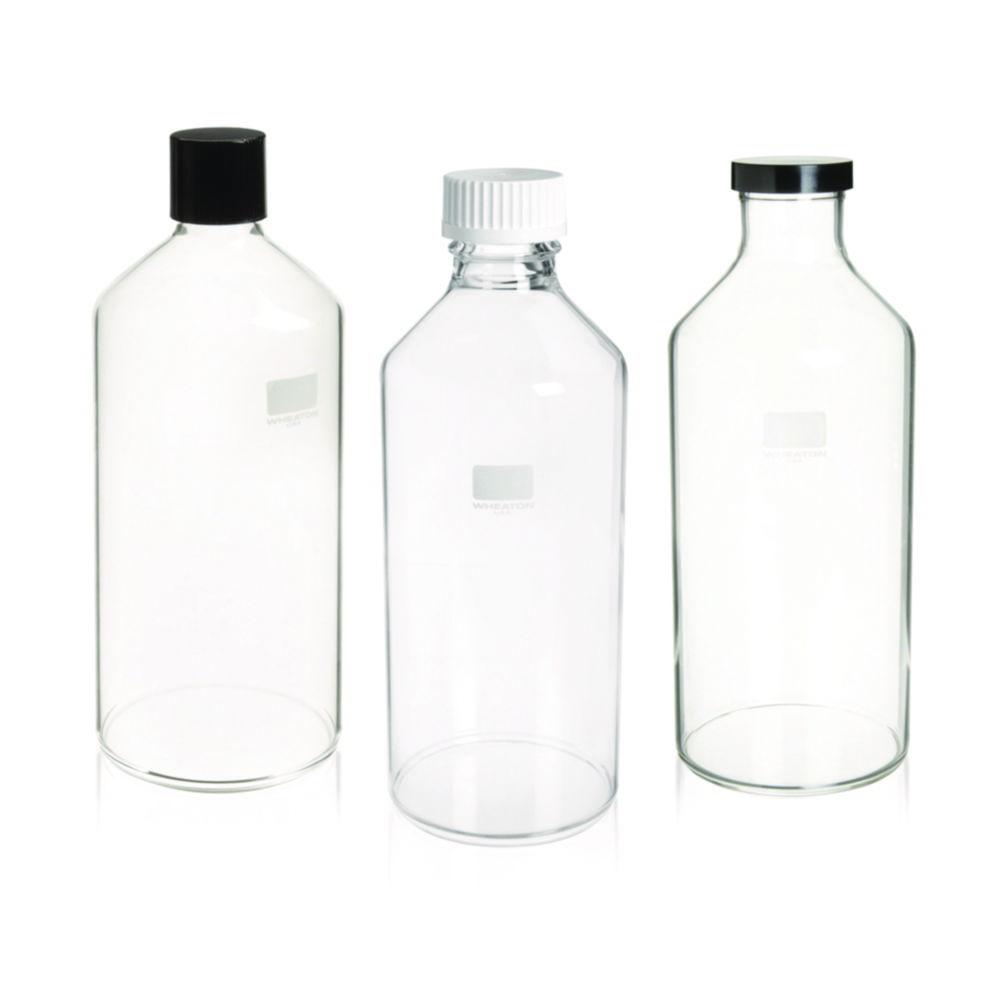 DWK Wheaton Roller Bottles, 1760 mL with Black Phenolic Resin Screw Cap, 51-400 with Styrene-Butadiene Rubber Insert, 110 mm Ø x 270 mm Length, Pack of 4

