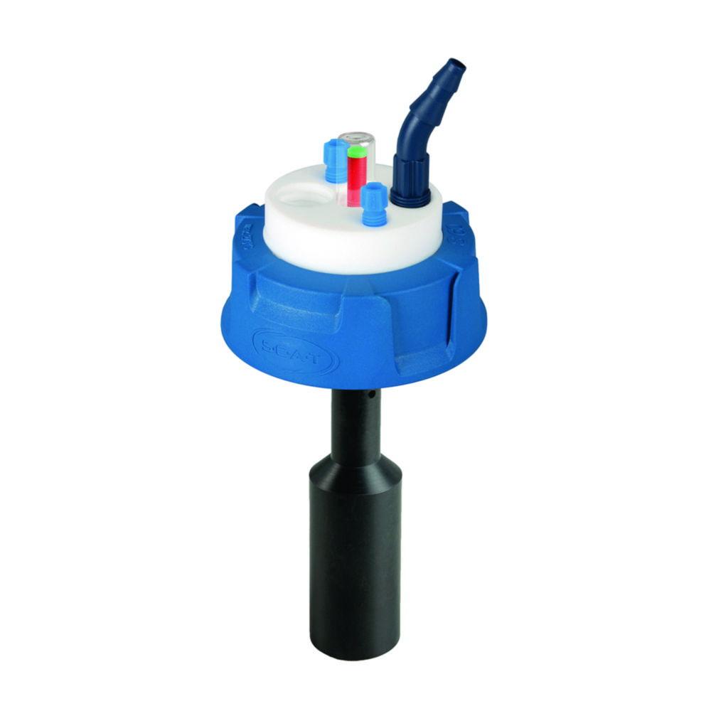 SCAT SafetyWasteCap, V2.0, S60/61 Mechanical Level Control, 2x 2.3/3.2 mm OD, 1x 6.4 - 9 mm ID + Connector for Exhaust Filter

