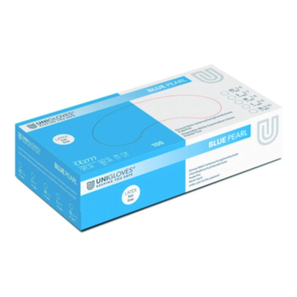 Unigloves Nitrile Gloves Blue Pearl Size L (8-9) Powder Free, Non Sterile, Rolling Edges, Pack of 100